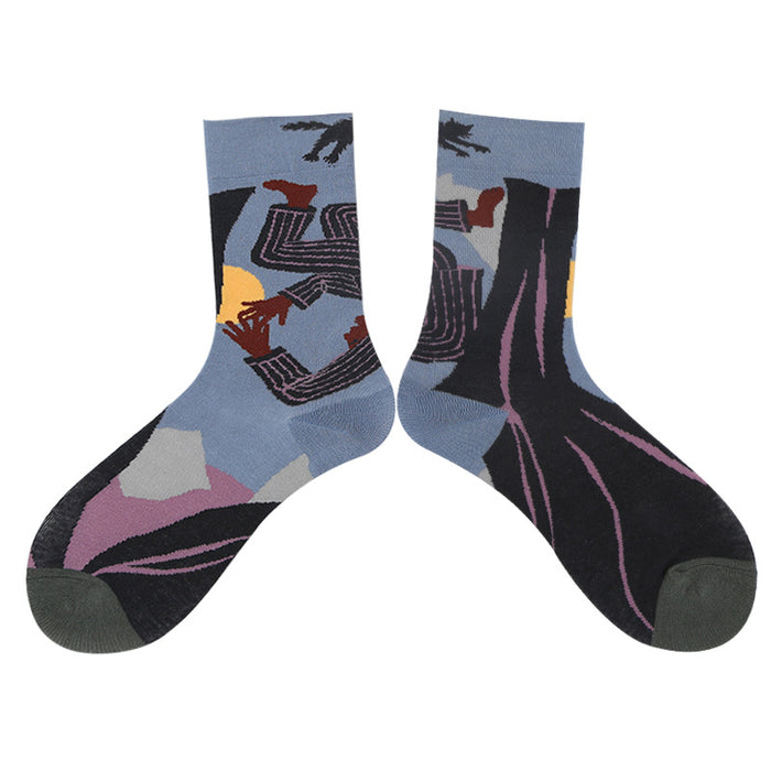 Wholesale literary abstract oil painting socks AB surface socks JDC-SK-XinH013