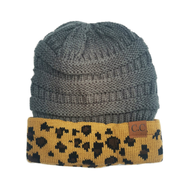 Wholesale Hat Acrylic Leopard Knit Cap JDC-FH-GE009