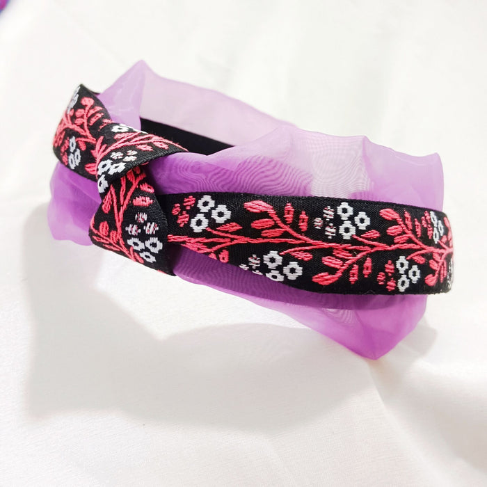 Wholesale Breathable Flower Lace Webbing With Knotted Wide Headband JDC-HD-AIH006
