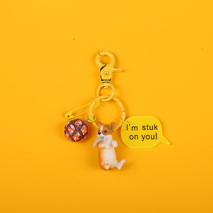 Wholesale Cartoon Resin Dog Cute Keychains MOQ≥2 JDC-KC-QiaM012