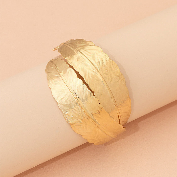 Wholesale Bracelet Alloy Gold Feather Opening JDC-BT-AYN028