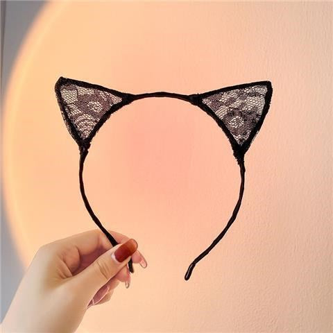 Wholesale headband cloth black lace bow cat MOQ≥2 JDC-HD-MingGe003
