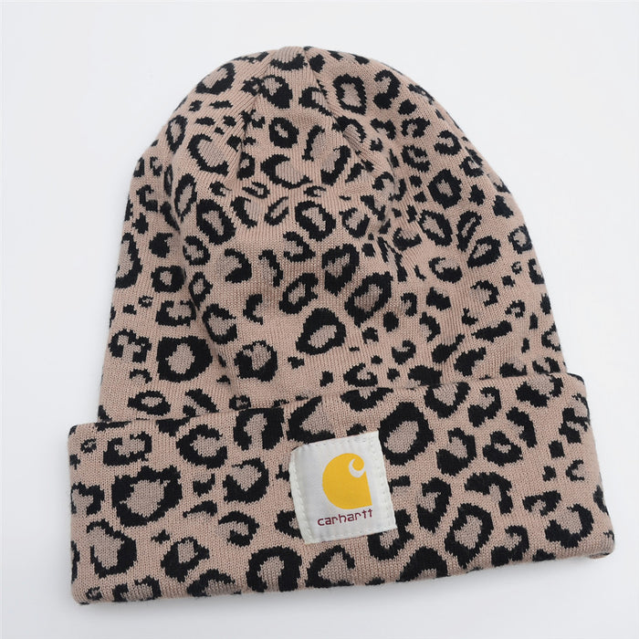 Wholesale Hat Cotton Leopard Print Sweater Hat MOQ≥2 (F) JDC-FH-KuT001