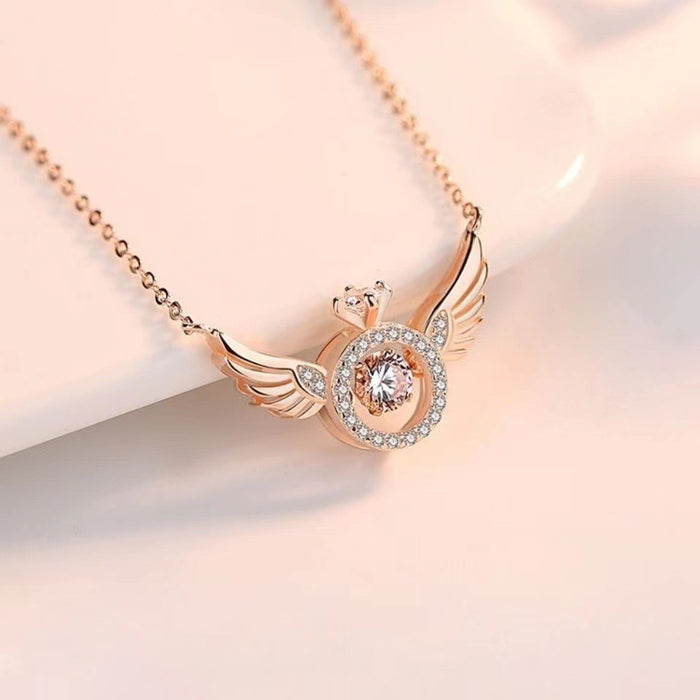 Wholesale necklace pendant beating heart girl fresh angel wings JDC-NE-Futai002
