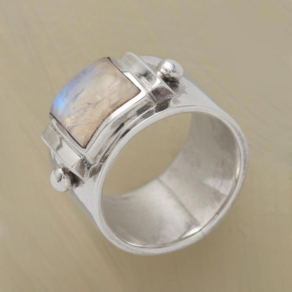 Anillos al por mayor Boho Shell Moonstone Rings Hojas Vintage JDC-RS-Rongy007