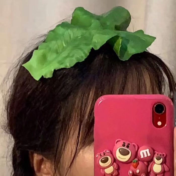 Wholesale Hair Clips Mixed Material Vegetable Leaves Simulated Food MOQ≥2 JDC-HC-SanT004