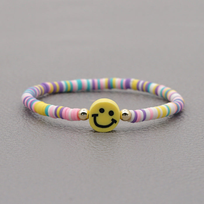 Wholesale 4mm Rainbow Beaded Multicolor Smiley Boho Ethnic Style Clay bead bracelet  JDC-BT-YuX004