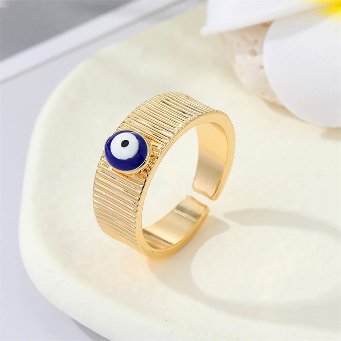 Wholesale copper devil eye ring with oil drop hollow JDC-RS-JueJ012