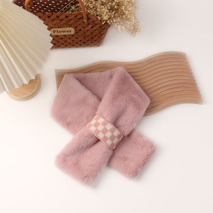 Wholesale Scarf Faux Rabbit Fur Solid Color Warm Winter JDC-SF-Xins002