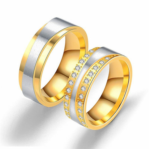 Jewelry WholesaleWholesale Two Tone K Gold Diamond Stainless Steel Ring JDC-RS-Dingc021 Rings 顶潮 %variant_option1% %variant_option2% %variant_option3%  Factory Price JoyasDeChina Joyas De China