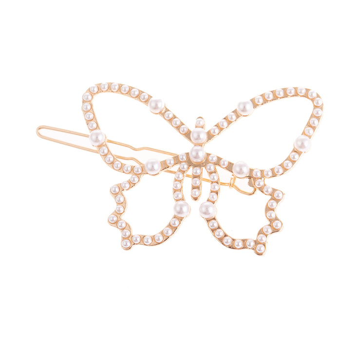 Wholesale Hair Clips Alloy Plating Hollow Butterfly Pearl JDC-HC-Jingjie023