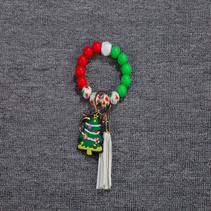 Wholesale Keychain Silicone Beads Christmas Pendant Wrist Keychain MOQ≥2 JDC-KC-ZRui001