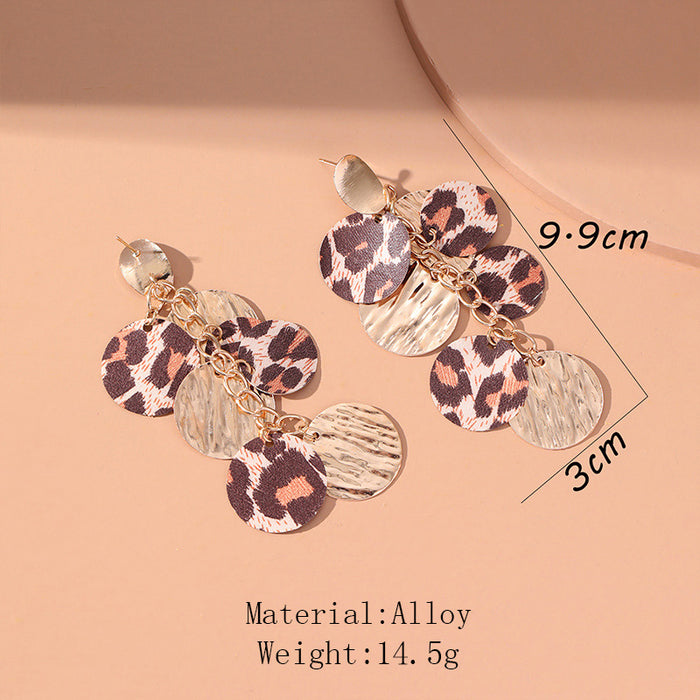 Wholesale Earrings Alloy Long Long Leopard Print Exaggerated Earrings JDC-ES-GuTe036