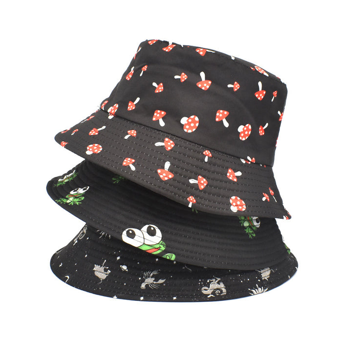 Wholesale hat fabric mushroom print fisherman hat spring summer outdoor sun protection MOQ≥2 JDC-FH-ShunMa003