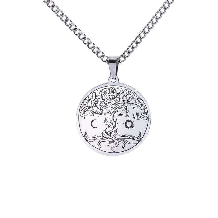 Wholesale Stainless Steel Sun Moon Tree of Life Pendant Necklace JDC-NE-DY003