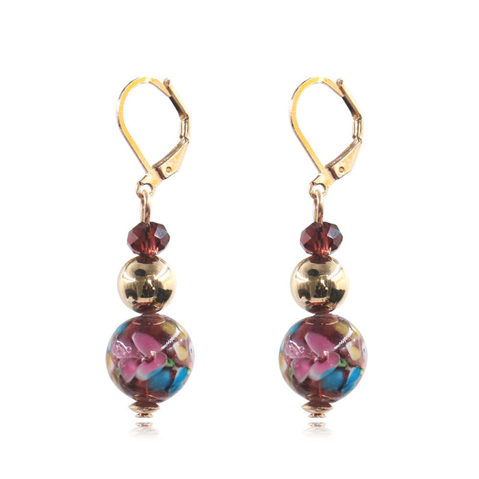 Wholesale Earrings Glass Beads Print Earrings JDC-ES-Yuhong020