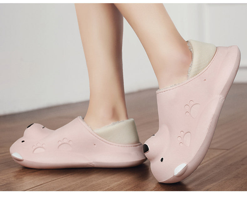 Wholesale Winter Baotou Waterproof Outer Wear Warm Thick Sole Slippers JDC-SP-Pintai004