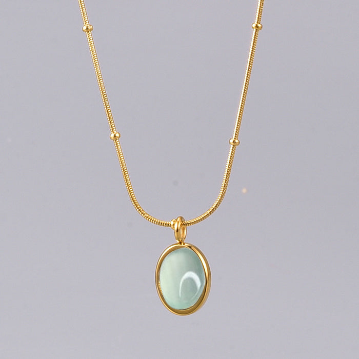 Wholesale Necklaces Alloy Oval Natural Stone Blue MOQ≥2 JDC-NE-PuH001