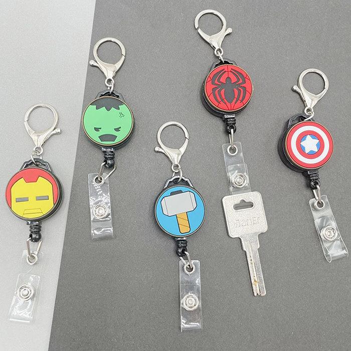 Wholesale Keychains Plastic Silicone Cute Cartoon Retractable Pull Buckle Round Cable Puller (M) MOQ≥2 JDC-KC-DKWH002