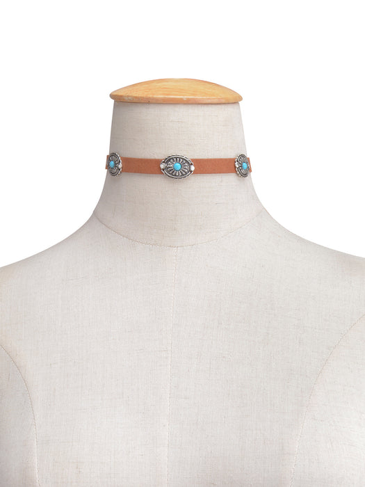 Collar turquesa de metal sencillo de boho retro boho