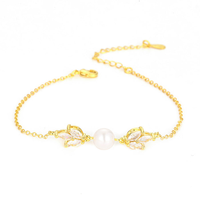 Wholesale jewelry pearl zircon bracelet women copper MOQ≥2 JDC-BT-XiX001