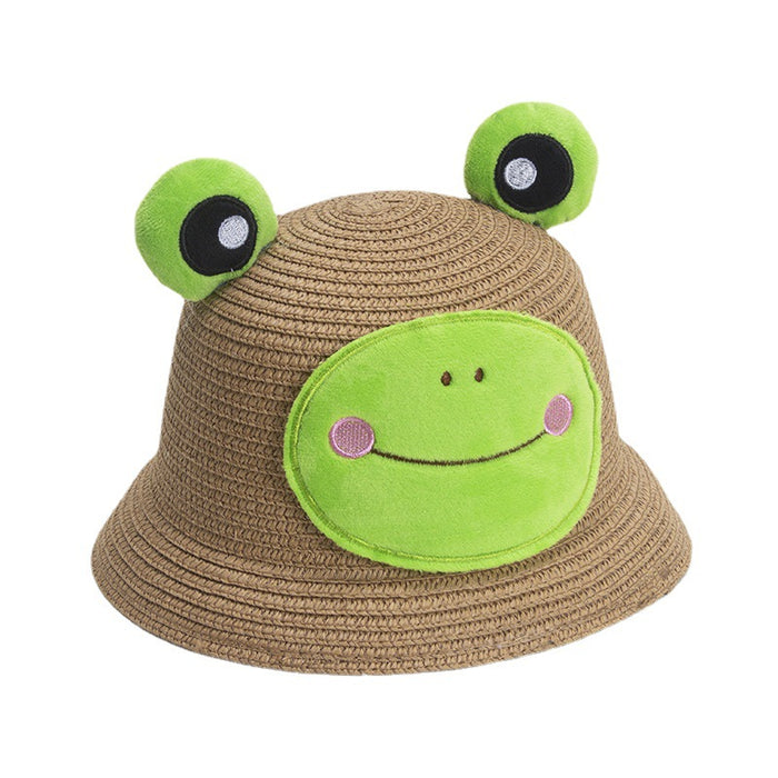 Wholesale Children's Straw Hat Papyrus Frog Sunshade Hat JDC-SH-ZYuan005