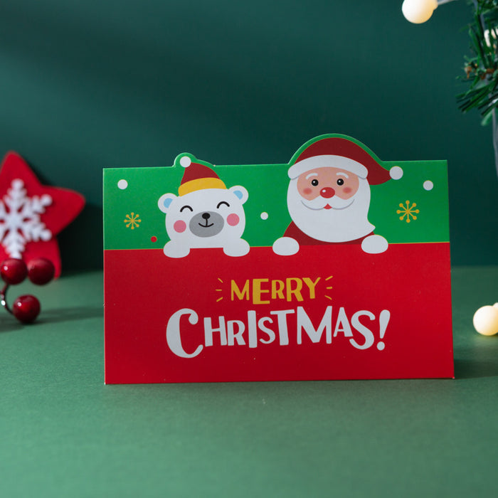 Wholesale Greeting Card Paper Cartoon Santa Claus Snowman Blessing Message Small Card 10pcs JDC-GC-SenS001