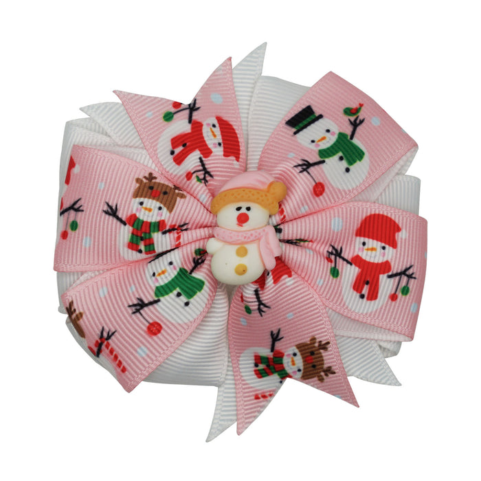 Wholesale Hair Clips Polyester Ribbon Christmas Girl Cartoon Bow MOQ≥5 JDC-HC-MNT002