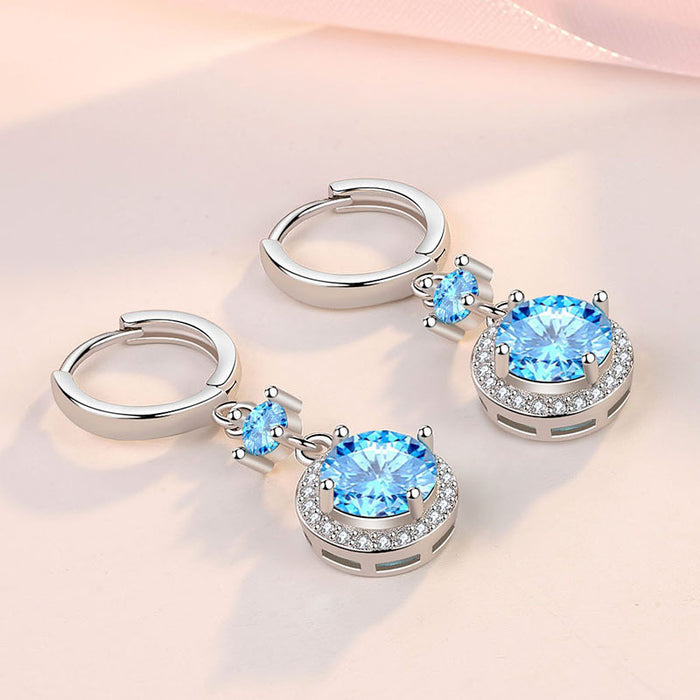 Wholesale rhinestones Diamond Blue Drop Earrings MOQ≥2 JDC-ES-LongR010