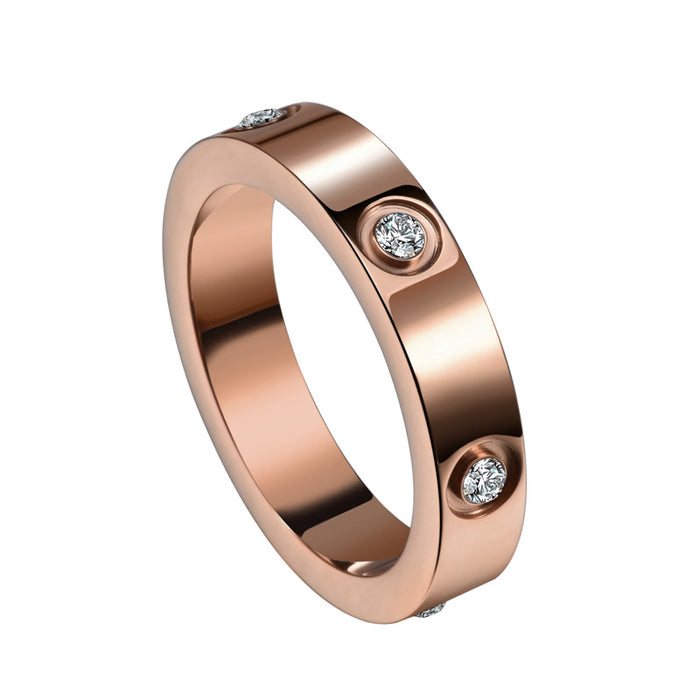 Wholesale Ring Titanium Steel Six Diamonds MOQ≥2 JDC-RS-Hongyi001