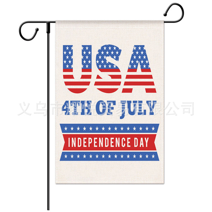 En gros 4 juillet Jour de l'indépendance du drapeau de jardin de lin festival de drapeau à double face drapeau suspendu moq ≥2 jdc-dc-yaoyue001