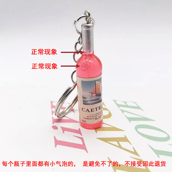 Wholesale Keychains Alloy Plastic Wine Bottle JDC-KC-TaoS005