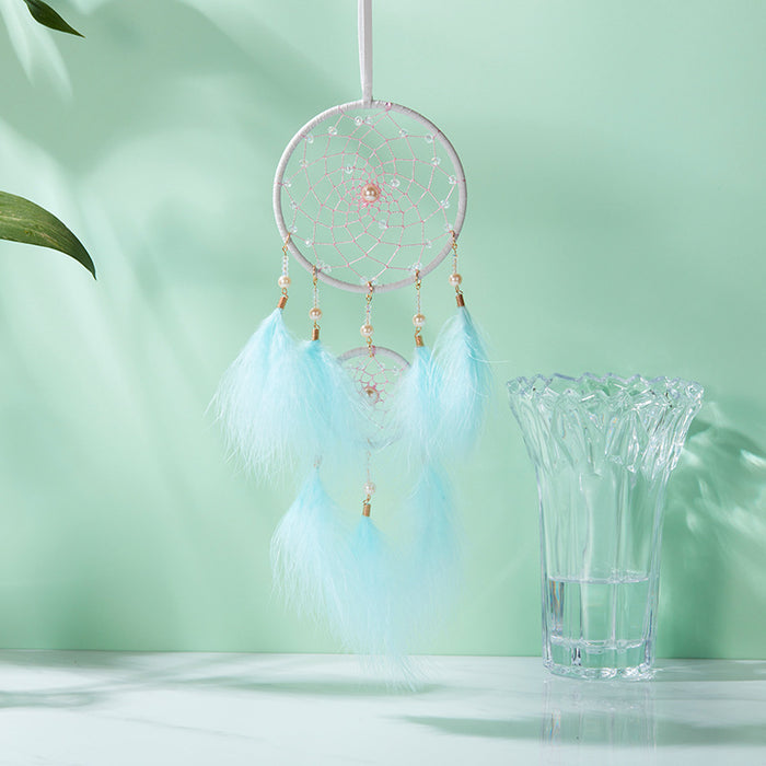 Wholesale Dreamcatcher Feather Glass Hoop Hand Woven MOQ≥2 JDC-DC-HuiXin002
