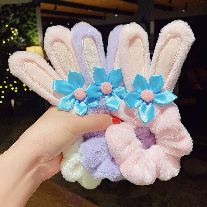 Wholesale rabbit ear children cartoon plush head rope JDCHSDingS003