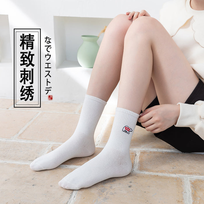 Calcetines al por mayor calcetines de mujer bordado bordado blanco moq≥2 jdc-sk-cyu018