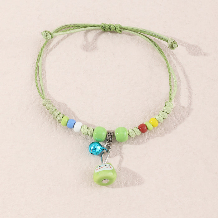 Jewelry WholesaleWholesale green beaded bell length adjustable braid bracelet JDC-BT-E274 Bracelet 奈珠 %variant_option1% %variant_option2% %variant_option3%  Factory Price JoyasDeChina Joyas De China