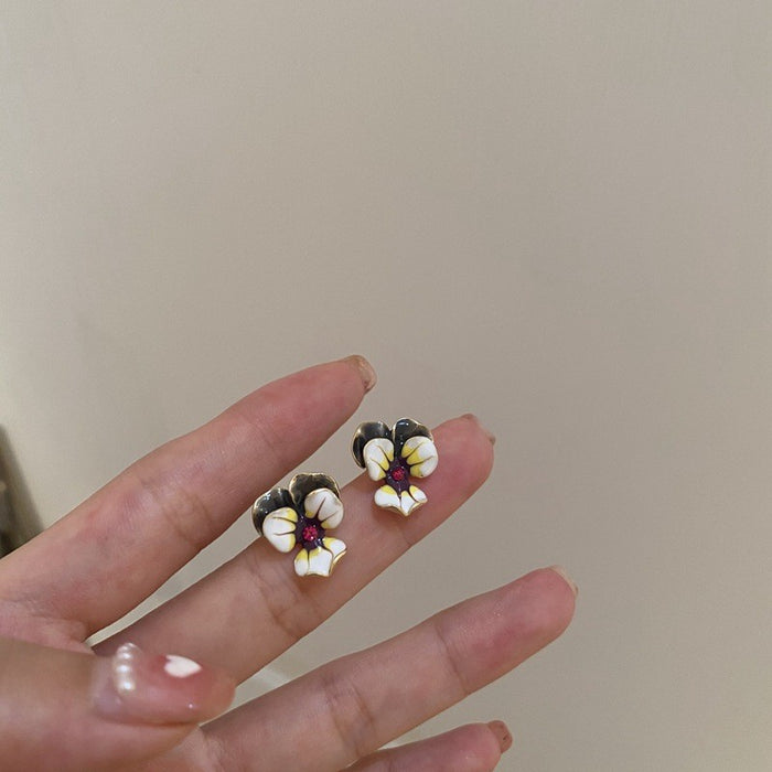 Jewelry WholesaleWholesale S925 color glazed flower alloy earrings JDC-ES-XuanY003 Earrings 宣妍 %variant_option1% %variant_option2% %variant_option3%  Factory Price JoyasDeChina Joyas De China