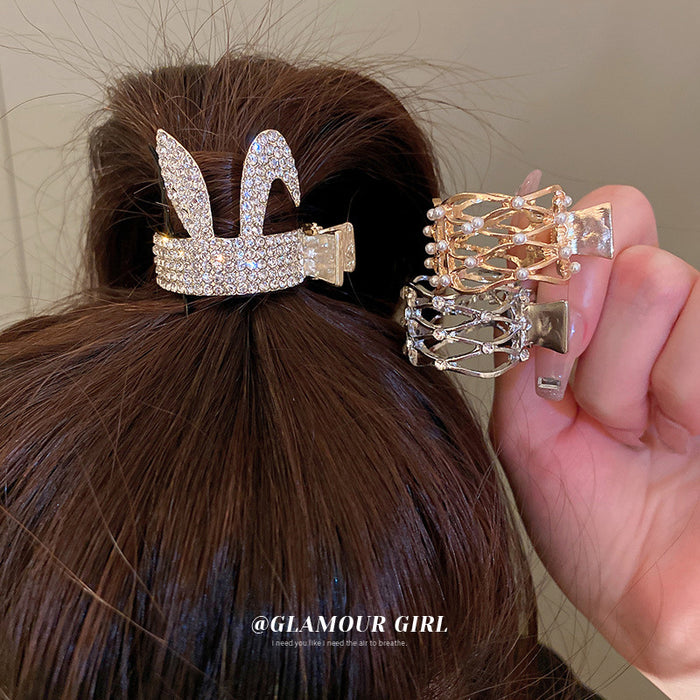 Wholesale Hair Clips Alloy Pearl Rhinestone High Ponytail Fixed JDC-HC-BY029