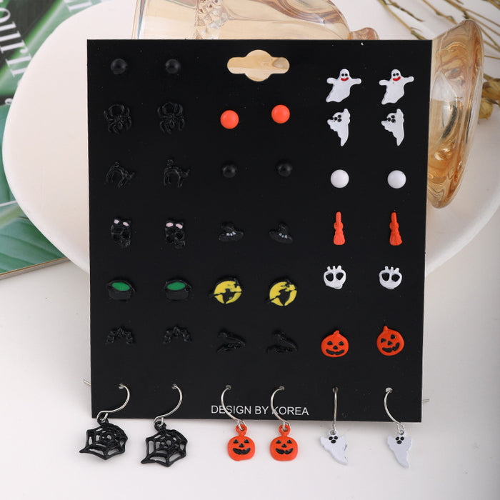 Wholesale Earring Alloy Halloween Pumpkin Spider Earrings Set MOQ≥3 JDC-ES-LanT013