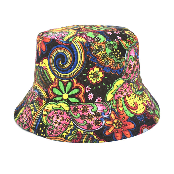 Wholesale Hat Canvas Print Summer Bucket Hat MOQ≥2 JDC-FH-ShunMa016