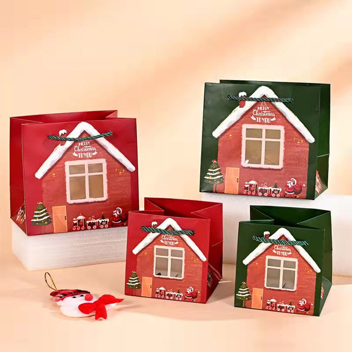 Wholesale Gift Bag Kraft Paper Christmas Small House Window Portable Gift Bag MOQ≥12 JDC-GB-Ganrui020