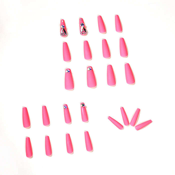 Wholesale nail patches fluorescent pink 24pcs/box JDC-NS-LFan035