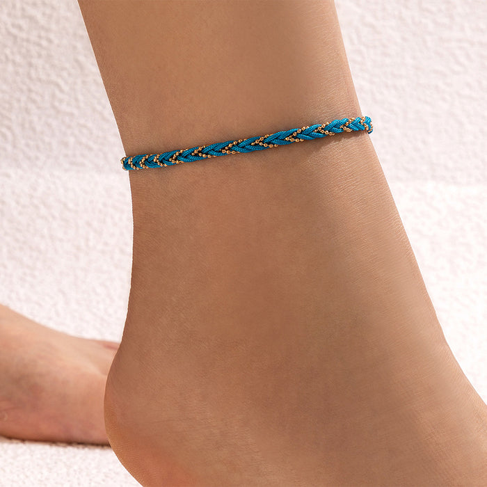 Wholesale Ethnic Wind Braided Twist Color Cord Anklets Single MOQ≥2 JDC-AS-MoM001