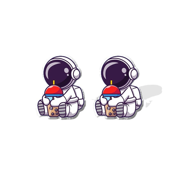 Wholesale Earrings Resin Cartoon Astronaut Planet Studs MOQ≥2 JDC-ES-XiangL030