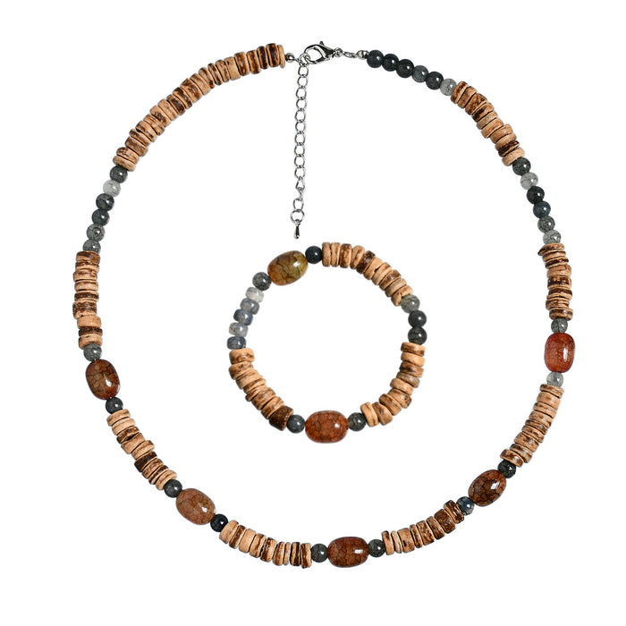 Wholesale Necklace Beaded Handmade Coconut Shell Popped Stones Boho Bracelet Set JDC-NE-YouF005