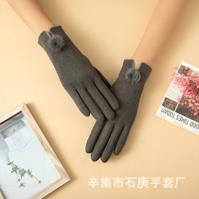 Wholesale Gloves Rabbit Velvet Autumn Winter Warm Women Touch Screen Outdoor MOQ≥2 JDC-GS-ShiG003