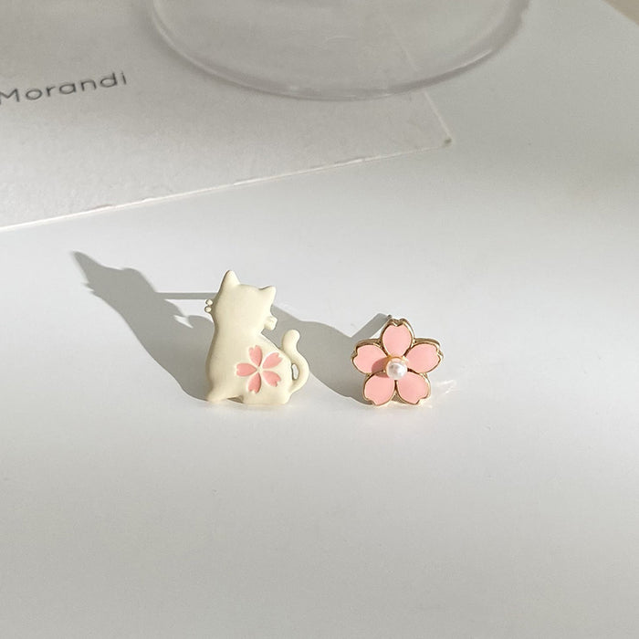 Wholesale Earring Alloy Cute Cat Flower JDC-ES-Baolai001
