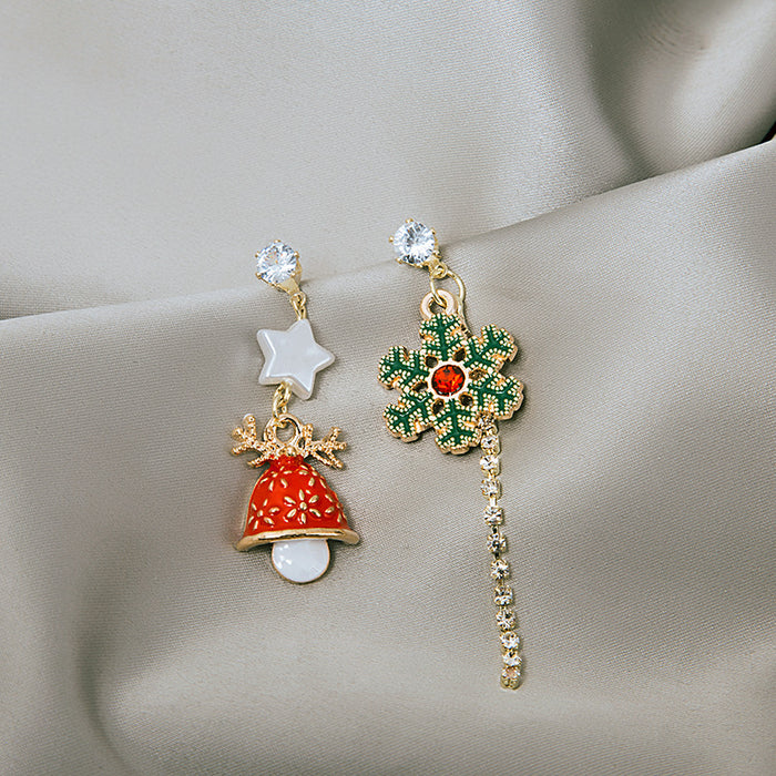 Wholesale Earrings Alloy Long Tassel Asymmetrical Christmas Bells JDC-ES-MDD092