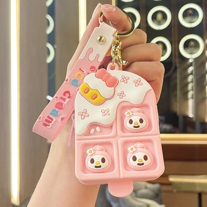 Wholesale keychain wallets Ice Cream Strawberry Bear Silicone Ice Cream Coin Purse Pendant JDC-KC-XinJY001