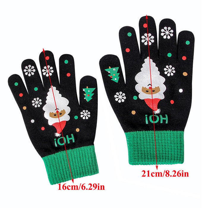 Guantes al por mayor de los guantes al por mayor Pantalla táctil de la impresión de la impresión de la impresión de la navidad